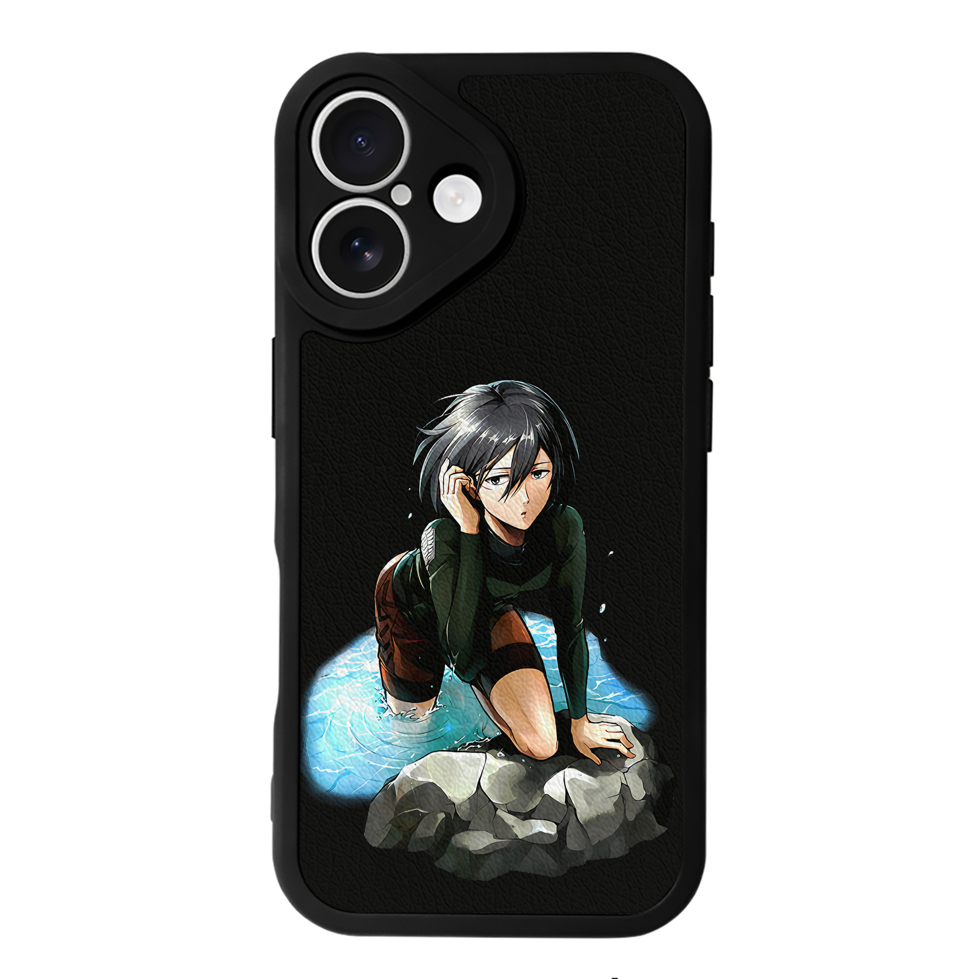 （画像用） 進撃の巨人 ミカサ·アッカーマン Attack on Titan Mikasa Ackerman 【iPhone 16シリーズ対応】シリコンスマホケース（レザー調） 材質：シリコン